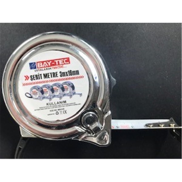 Bay-Tec Mk4145 3Mt 16MM Krom Şerit Metre Bay-Tec Mk4145 3Mt 16MM Krom Şerit Metre