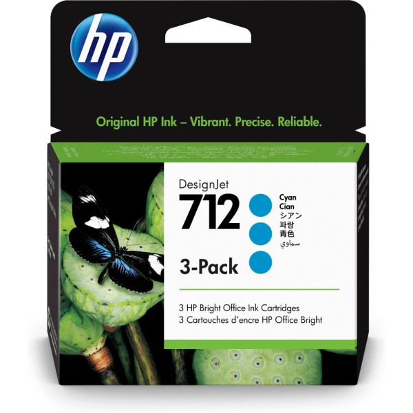 HP 712 Cyan Mavi 29ML 3Lü Paket Plotter Kartuşu 3ED77A HP 712 Cyan Mavi 29ML 3Lü Paket Plotter Kartuşu 3ED77A