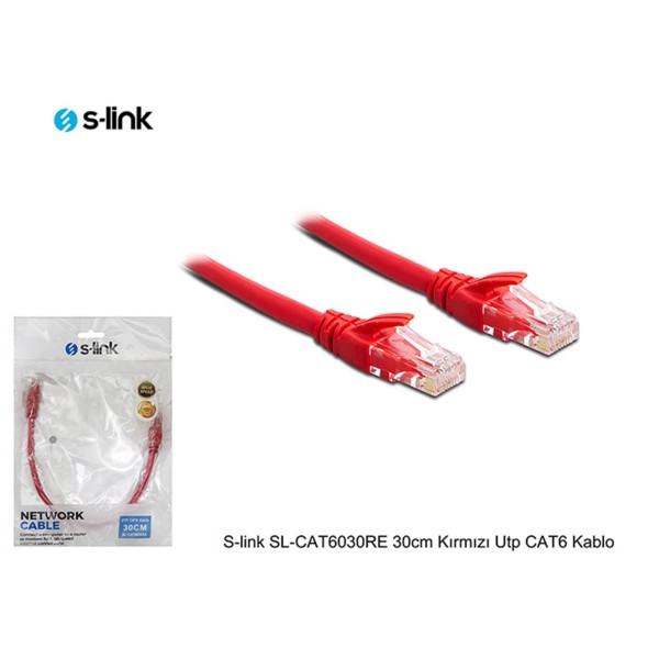 S-link SL-CAT6030RE 30cm Kırmızı Utp CAT6 Kablo S-link SL-CAT6030RE 30cm Kırmızı Utp CAT6 Kablo