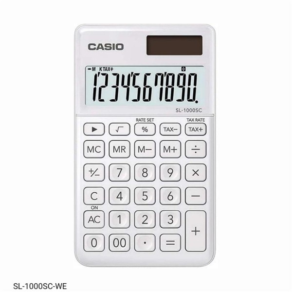 Casio SL-1000SC-WE Cep Tipi 10 Hane Beyaz Hesap Makinesi Casio SL-1000SC-WE Cep Tipi 10 Hane Beyaz Hesap Makinesi