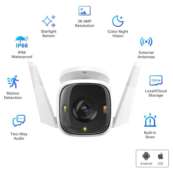 TP-Link Tapo C320WS 2K Gece Görüşlü 256GB Micro SD Destekli Wi-Fi Kamera TP-Link Tapo C320WS 2K Gece Görüşlü 256GB Micro SD Destekli Wi-Fi Kamera