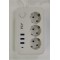 Fly 3406-01 3lü Anahtarlı 2.1A 3Usb Şarj Çıkışı 2mt Anahtarlı  Akım Korumalı Priz Çocuk Koruması