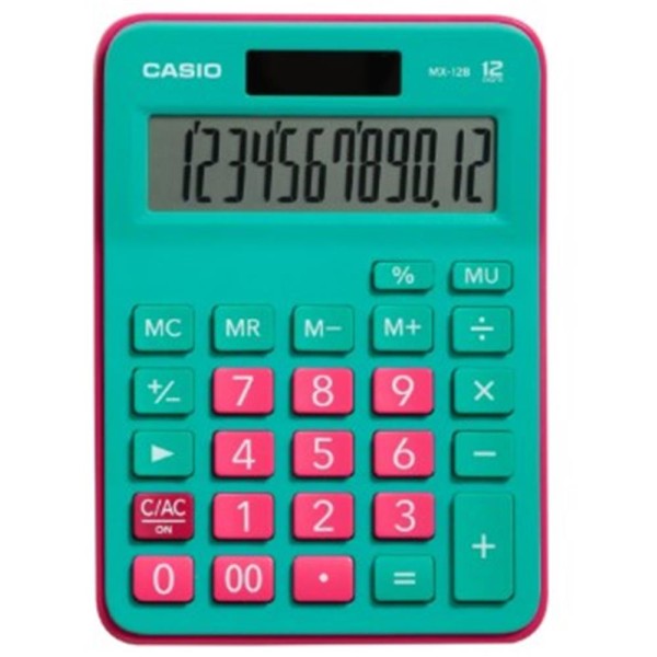 Casio MX-12B-GNRD Yeşil+Pembe 12 Hane Masa Üstü Hesap Makinesi