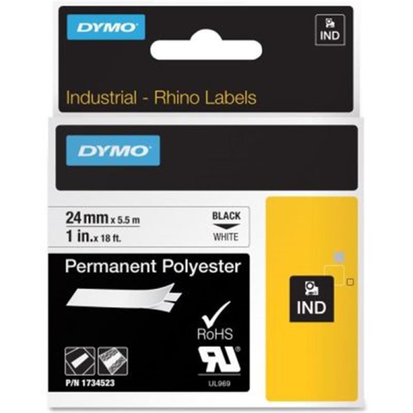 Dymo 18057 RhinoPRO Isıyla Küçülen Şerit19mmx1,5m Beyaz-Siyah Dymo 18057 RhinoPRO Isıyla Küçülen Şerit19mmx1,5m Beyaz-Siyah