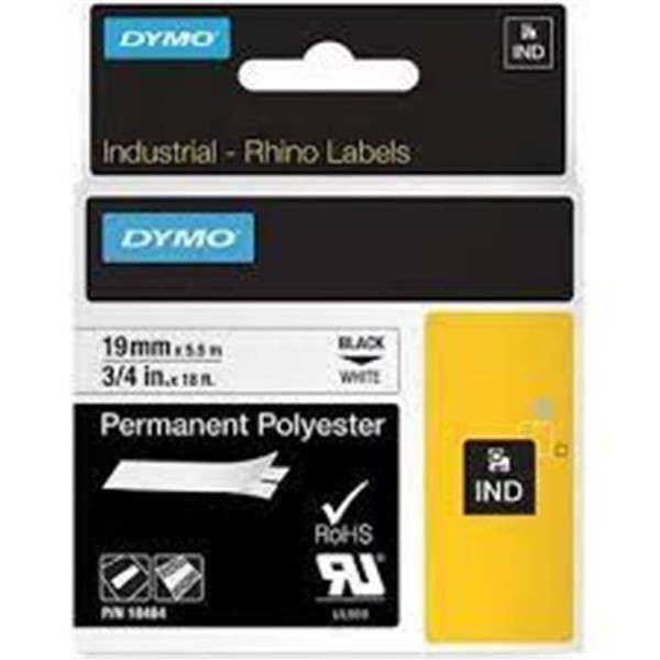 Dymo 18484 RhinoPRO SabitPolyester Şerit 19mmx5,5m Beyaz-Siyah Dymo 18484 RhinoPRO SabitPolyester Şerit 19mmx5,5m Beyaz-Siyah