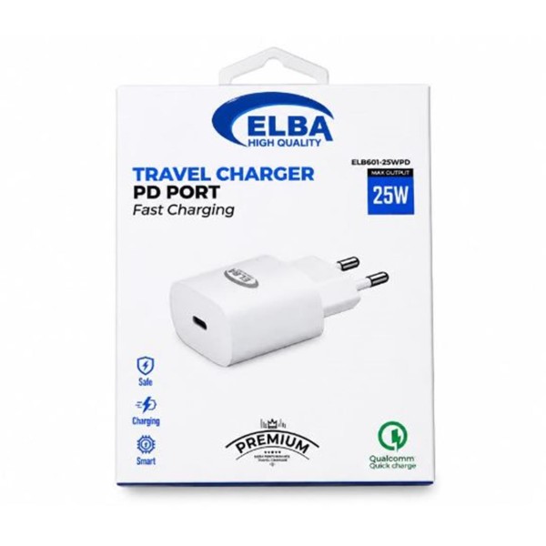 Elba ELB01-25WPD Beyaz 25W Şarj Kafa Type USB-C PD3.0-QC4.0(Akım Koruma-Hızlı Şarj-Isıya Dayanıklı) Elba ELB01-25WPD Beyaz 25W Şarj Kafa Type USB-C PD3.0-QC4.0(Akım Koruma-Hızlı Şarj-Isıya Dayanıklı)