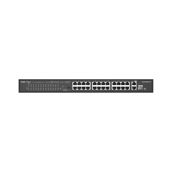 Ruijie-Reyee RG-ES126S-LP 24 Port Poe+ 10-100 Mbps + 2 Port 10-100-1000 Mbps Uplink Switch Ruijie-Reyee RG-ES126S-LP 24 Port Poe+ 10-100 Mbps + 2 Port 10-100-1000 Mbps Uplink Switch