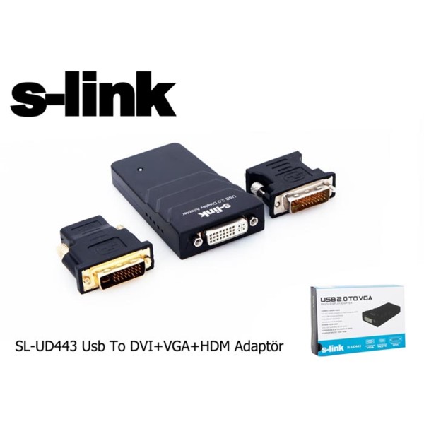 S-link SL-UD443 Usb To DVI+VGA Adaptör S-link SL-UD443 Usb To DVI+VGA Adaptör