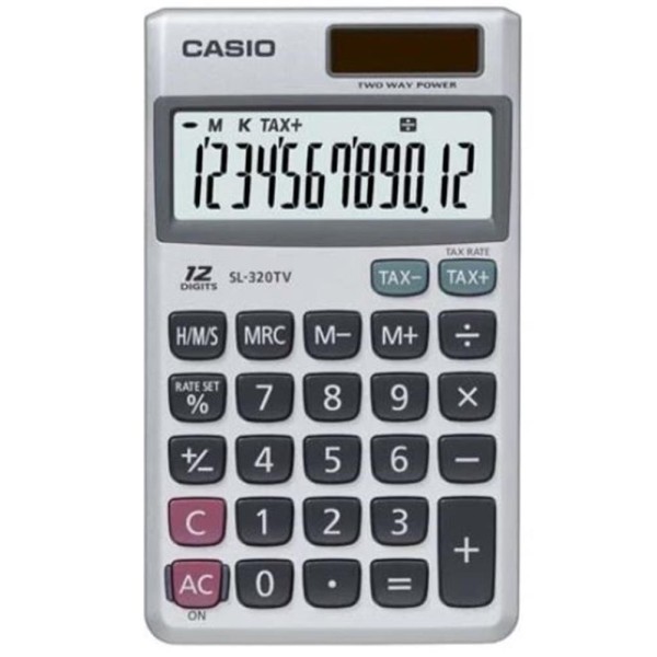 Casio SL-320TV-W-DP 12 Hane Cep Tipi Hesap Makinesi Casio SL-320TV-W-DP 12 Hane Cep Tipi Hesap Makinesi