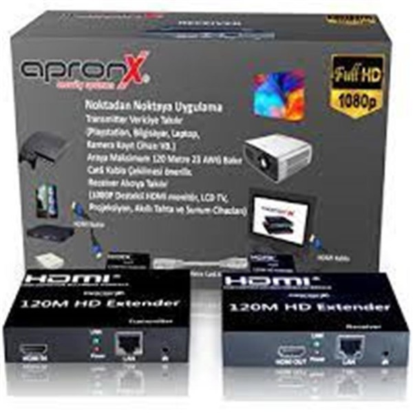 Apronx APX-USB120M-B Cat5e-Cat6 120 metre FullHd 1080P HDMI Extender Apronx APX-USB120M-B Cat5e-Cat6 120 metre FullHd 1080P HDMI Extender