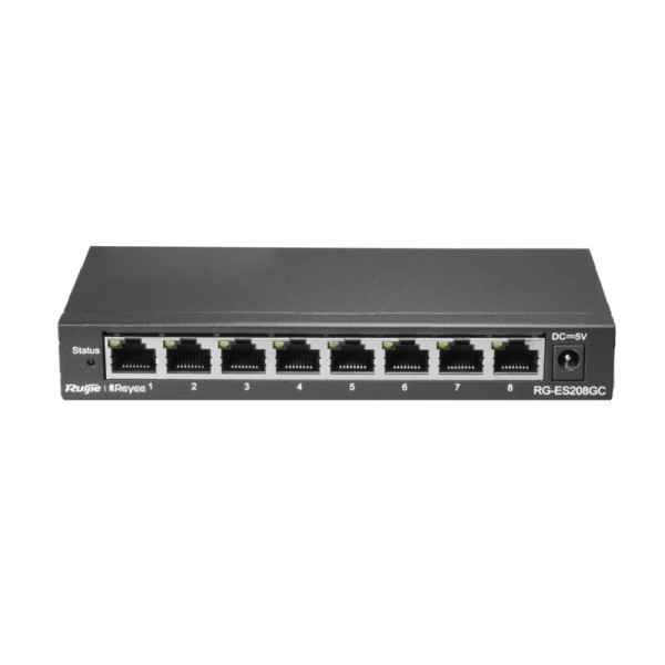 Ruijie-Reyee RG-ES208GC 8 Port 10-100-1000 Mbps Yönetilebilir Switch Çelik Kasa Ruijie-Reyee RG-ES208GC 8 Port 10-100-1000 Mbps Yönetilebilir Switch Çelik Kasa