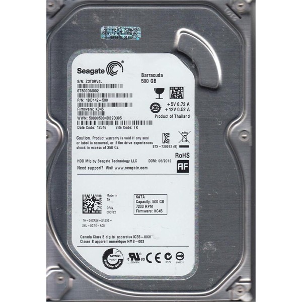 Seagate 500GB ST500DM002 BarraCuda SATA 3.0 7200 RPM 3.5 Seagate 500GB ST500DM002 BarraCuda SATA 3.0 7200 RPM 3.5
