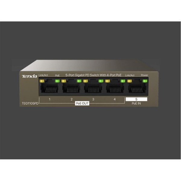 Tenda G0-5G-PoE 5 Port 4 Port Poe+ 10-100-1000 Switch Çelik Kasa POE Router Tenda G0-5G-PoE 5 Port 4 Port Poe+ 10-100-1000 Switch Çelik Kasa POE Router