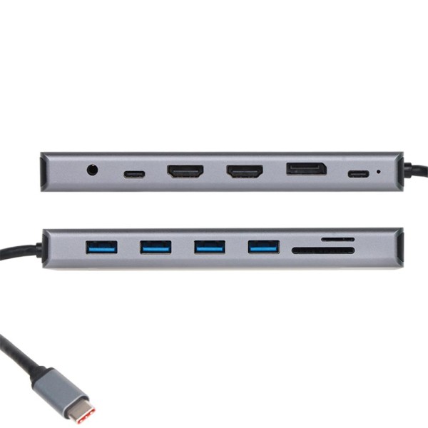 Vcom CU4706 Type-C To HDMI-2+DP+USB3.0-3+TYPE C+USB2.0+RJ45+SD2.0+TF2.0+PD+DC 3.5mm 13 in 1 Çevirici Vcom CU4706 Type-C To HDMI-2+DP+USB3.0-3+TYPE C+USB2.0+RJ45+SD2.0+TF2.0+PD+DC 3.5mm 13 in 1 Çevirici