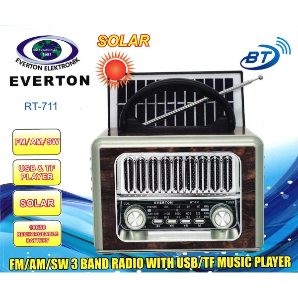 Everton Rt-711-Usb-Tf-Am-Fm-Sw-Tws-Usb Güneş Enerjili Nostaljik Radyo Everton Rt-711-Usb-Tf-Am-Fm-Sw-Tws-Usb Güneş Enerjili Nostaljik Radyo