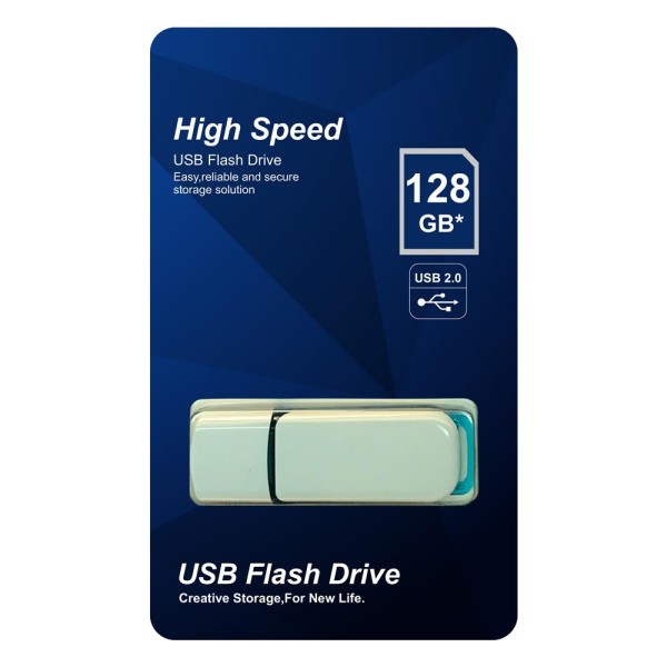 Elba 128GB Plastik Beyaz-Mavi 2.0 USB Flash Bellek Elba 128GB Plastik Beyaz-Mavi 2.0 USB Flash Bellek