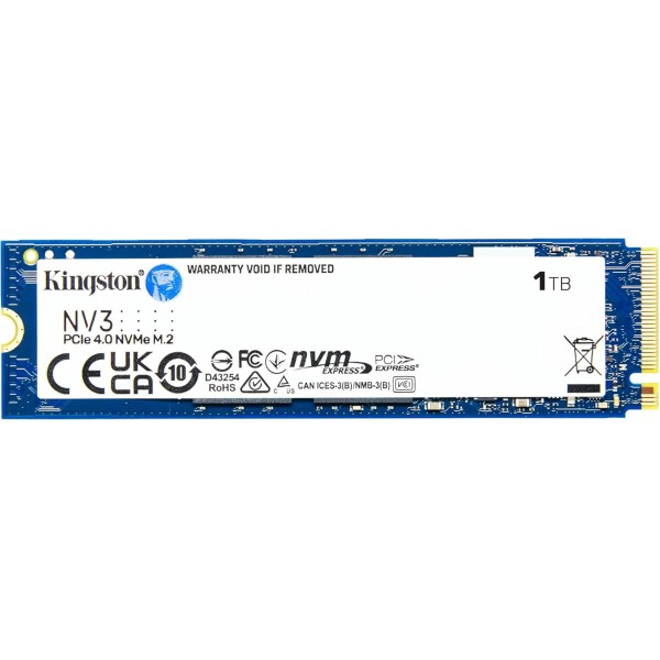Kingston 1TB NV3 M.2 2280 NVMe PCIe 4.0 Gen 4x4 6000 MB-s-4000 MB-s SNV3S-1000G Ssd Disk Kingston 1TB NV3 M.2 2280 NVMe PCIe 4.0 Gen 4x4 6000 MB-s-4000 MB-s SNV3S-1000G Ssd Disk