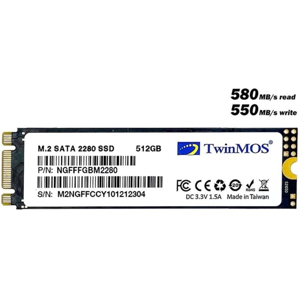 TwinMOS 512GB NGFFFGBM2280 M.2 2280 SATA3 SSD (580Mb-550Mb-s) 3DNAND Ssd Disk TwinMOS 512GB NGFFFGBM2280 M.2 2280 SATA3 SSD (580Mb-550Mb-s) 3DNAND Ssd Disk