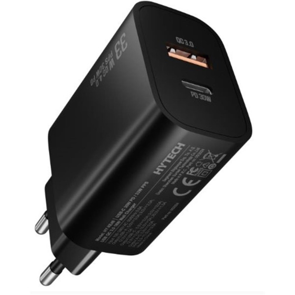 Hytech HY-XE49 Type-C + USB-A 30W PD - 33W PPS USB QC 3.0 18W Hızlı Ev Şarj Adaptörü Hytech HY-XE49 Type-C + USB-A 30W PD - 33W PPS USB QC 3.0 18W Hızlı Ev Şarj Adaptörü