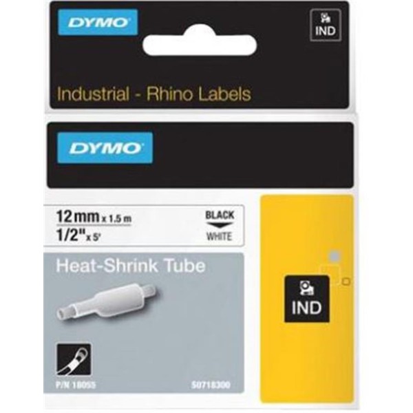 DYMO 18055 RhinoPRO Beyaz-Siyah Isıyla Küçülen Şerit 12 mm x 1,5 mt DYMO 18055 RhinoPRO Beyaz-Siyah Isıyla Küçülen Şerit 12 mm x 1,5 mt