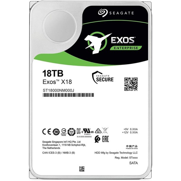 Seagate 18TB Exos ST18000NM000J X18 7200Rpm 256Mb 6Gbit-sn 7-24 Nas Harddisk 