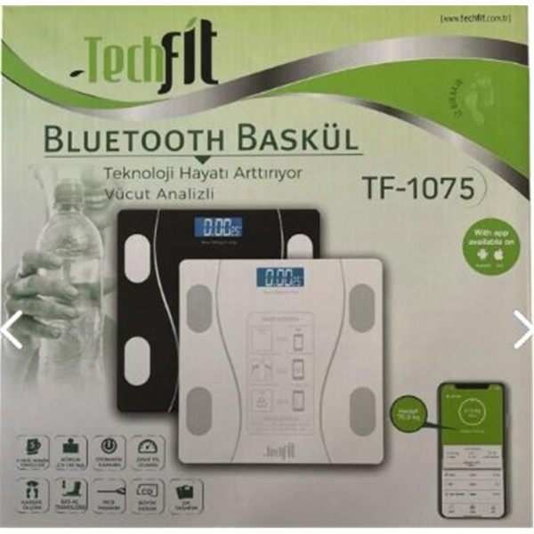 Techfit Dijital Baskül TF-1075 (Bluetooth Özellikli) Hassas Ölçüm (2.5-180kg) Techfit Dijital Baskül TF-1075 (Bluetooth Özellikli) Hassas Ölçüm (2.5-180kg)