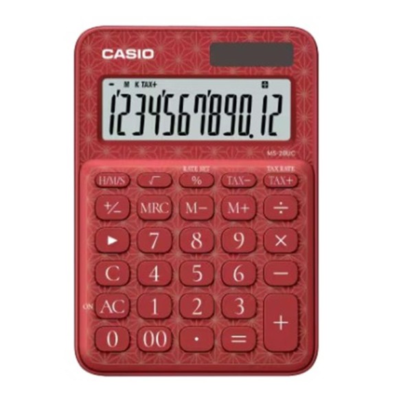 Casio MS-20UC-JRD 12 Hane Kırmızı Desenli Masa Üstü Hesap Makinesi