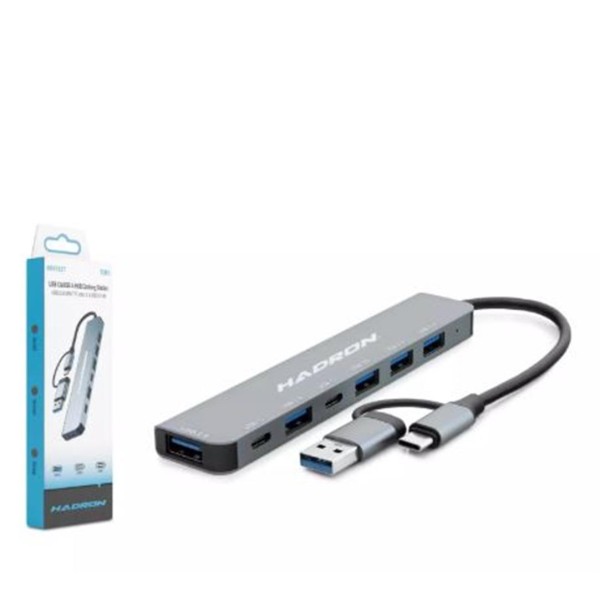 Hadron Hdx7827 Type-C Hub 2-Type-C + 4-Usb3.0 + 7In1 Gri Hadron Hdx7827 Type-C Hub 2-Type-C + 4-Usb3.0 + 7In1 Gri