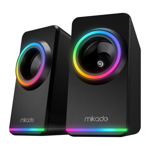 Mikado MD-182 2.0 3W-2 Siyah RGB Aydınlatmalı USB + 3.5mm USB 5V Speaker Hoparlör Mikado MD-182 2.0 3W-2 Siyah RGB Aydınlatmalı USB + 3.5mm USB 5V Speaker Hoparlör
