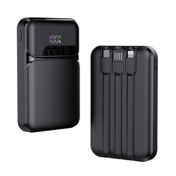 SnapMax SNP-3006 10.000 mah Hızlı Şarj LED Göstergeli 3in1 Dahili Kablolu Powerbank 
