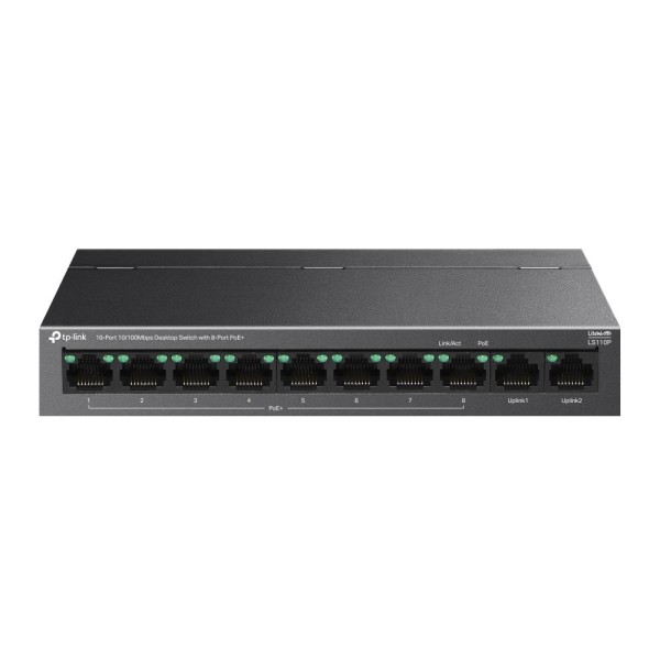 Tp-Link LS110P 8 Port 10-100 Mbps Poe+ 2 Port 10-100 Uplink Switch Metal Kasa