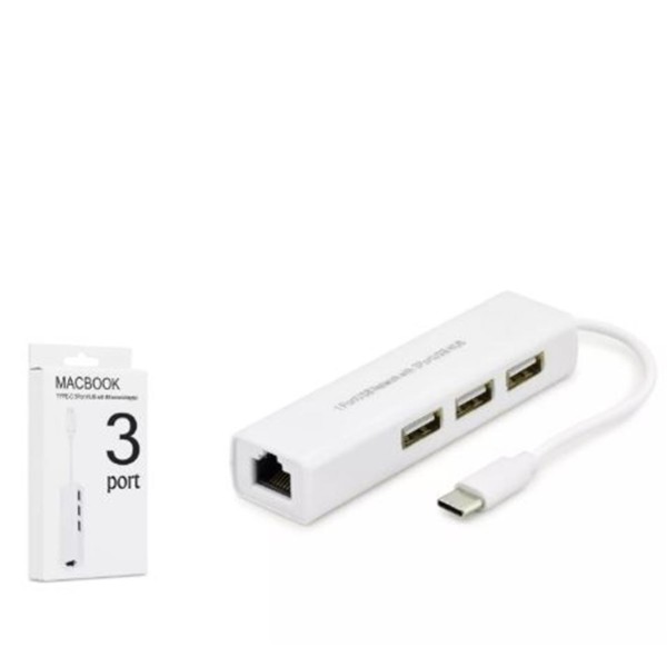 Hadron Hdx7007 Type-C Hub Combo 3-Usb + Lan Beyaz Hadron Hdx7007 Type-C Hub Combo 3-Usb + Lan Beyaz