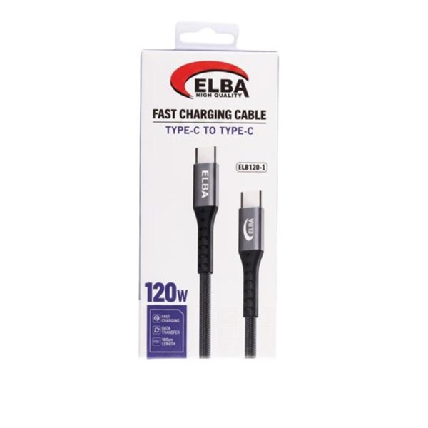 Elba Elb120-1 120w Type-c To Type-c 1Mt Siyah Örgülü Şarj Kablosu ( Data Veri ) Elba Elb120-1 120w Type-c To Type-c 1Mt Siyah Örgülü Şarj Kablosu ( Data Veri )