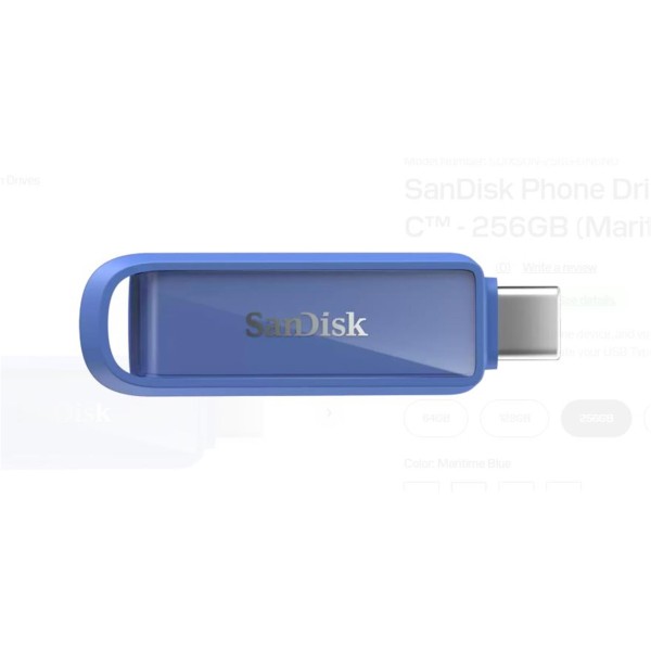 Sandisk SDIXS0N-256G-GN6ND 256GB Phone Drive with USB-C-128GB (Maritime Blue) Flash Bellek Sandisk SDIXS0N-256G-GN6ND 256GB Phone Drive with USB-C-128GB (Maritime Blue) Flash Bellek