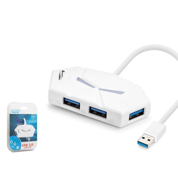 Hadron HDX7051 Gaming USB Hub 3.0 5Gbps 4x USB-A 3.0 7 Renk LED 4 Port Çoklayıcı 120cm Beyaz Hadron HDX7051 Gaming USB Hub 3.0 5Gbps 4x USB-A 3.0 7 Renk LED 4 Port Çoklayıcı 120cm Beyaz