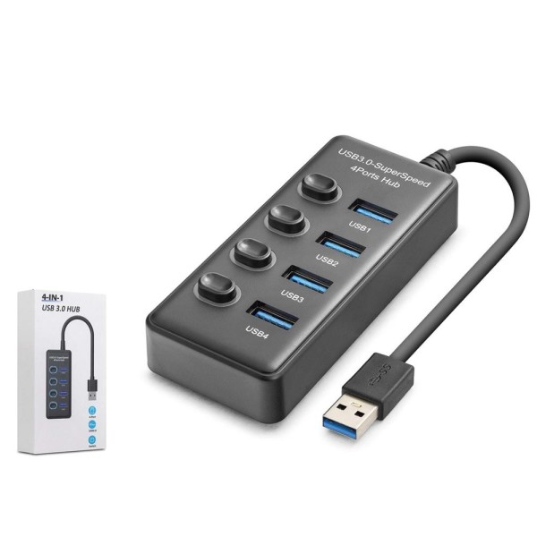 Hadron HDX7049 USB Hub 3.0 5Gbps 4x USB-A 4 Port Switch’li Çoklayıcı Siyah Hadron HDX7049 USB Hub 3.0 5Gbps 4x USB-A 4 Port Switch’li Çoklayıcı Siyah