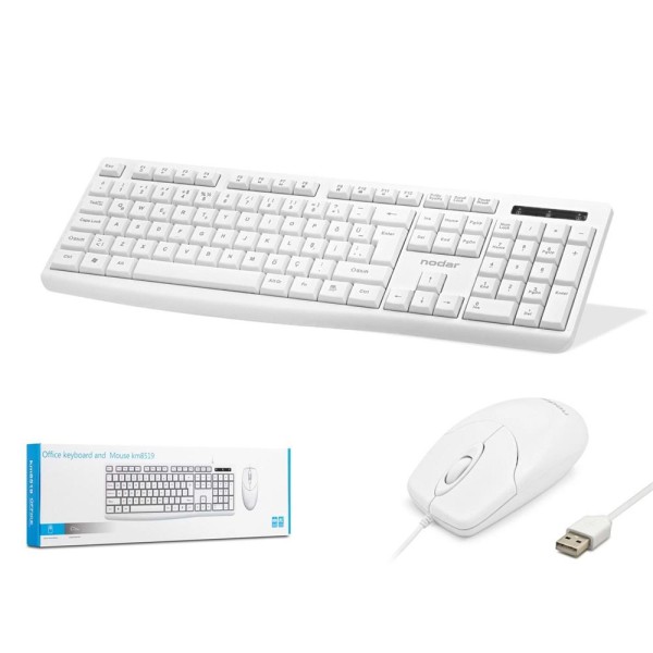 Nodar Km8519 Kablolu Klavye ve Mouse Set Q Beyaz Nodar Km8519 Kablolu Klavye ve Mouse Set Q Beyaz