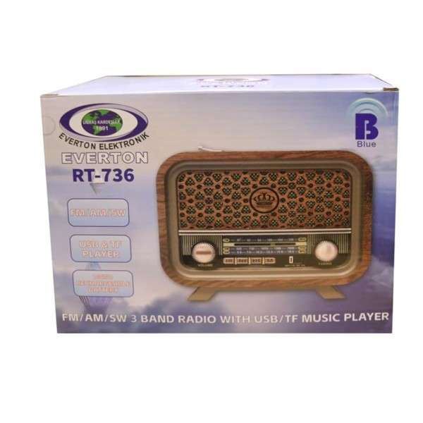 Everton RT-736 Bluetooth-USB-SD-FM Şarjlı Nostaljik Radyo Everton RT-736 Bluetooth-USB-SD-FM Şarjlı Nostaljik Radyo