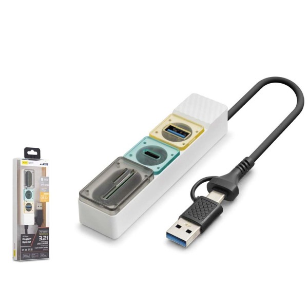 Hadron HDX7058 Hub 5Gbps 1x Type-C 3.2+1xUsb-A 3.2+SD+microSD 4 Port 2in1 Kablolu Kart Okuyu Beyaz Hadron HDX7058 Hub 5Gbps 1x Type-C 3.2+1xUsb-A 3.2+SD+microSD 4 Port 2in1 Kablolu Kart Okuyu Beyaz
