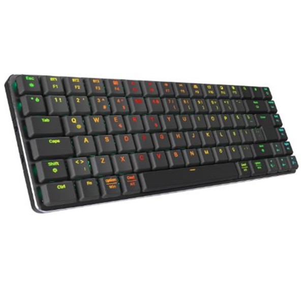 Rampage W-GRANITE Siyah-Gri Low Profile BLUE SWITCH Mekanik Gaming Oyuncu Klavye Q RGB 2,4 ghz+ BT