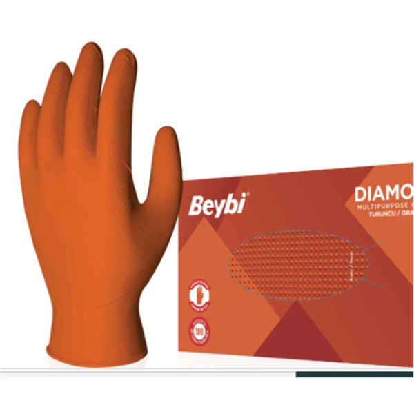 Beybi Diamond Pudrasız Xl Beden Kalın Turuncu Nitril Eldiven Ekstra Büyük 100 Adet Beybi Diamond Pudrasız Xl Beden Kalın Turuncu Nitril Eldiven Ekstra Büyük 100 Adet