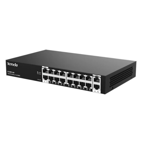 Tenda S218GPC-BH16FE 16 Port PoE+ Port 167W 2x GE Uplink Switch Tenda S218GPC-BH16FE 16 Port PoE+ Port 167W 2x GE Uplink Switch