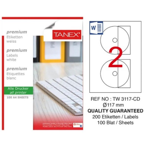 Tanex TW-3117 117 mm 50li Gümüş Lazer Etiket