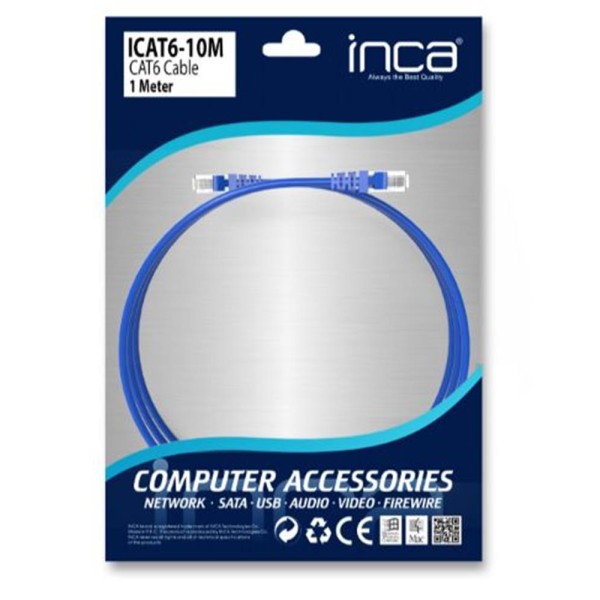 INCA ICAT6- 1MT Cat6 Mavi Kablo INCA ICAT6- 1MT Cat6 Mavi Kablo