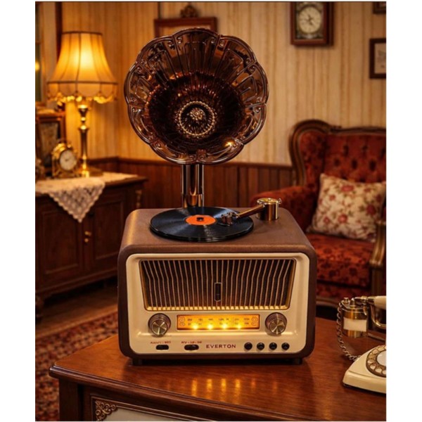 Everton Rt-608  Bluetooth Fm-Usb-Tf-Aux  Şarjlı Nostaljik Radyo