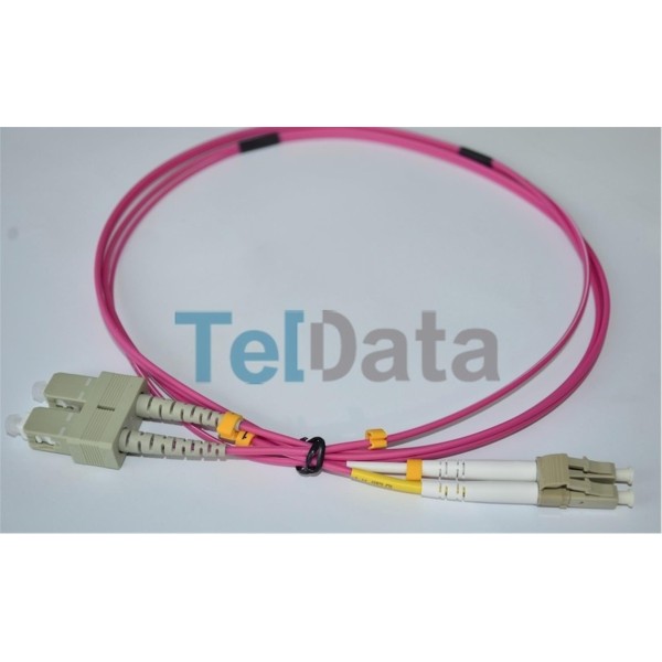 TELDATA TLD-SCLCOM41 SC-UPC-LC-UPC MM DX OM4 1 METRE FIBER OPTIK PATCHCORD