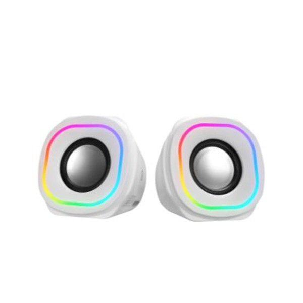 Mikado MD-180 2.0 3W-2 Beyaz RGB Aydınlatmalı USB + 3.5mm USB 5V Speaker Hoparlör Mikado MD-180 2.0 3W-2 Beyaz RGB Aydınlatmalı USB + 3.5mm USB 5V Speaker Hoparlör