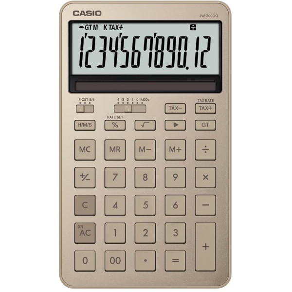 Casio JW-200DQ-GD12 Hane Parlak Altın Masa Üstü Hesap Makinesi