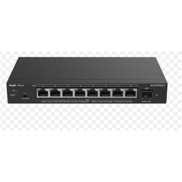 Ruijie-Reyee RG-EG209MG-P 9 port 10-100-1000Mbps Yönetilebilir Switch 1 x10G SFP 8 Port Poe+130W 