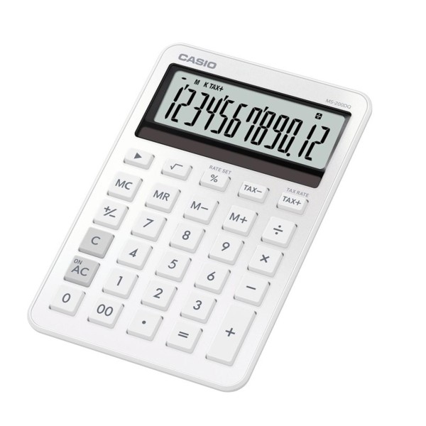 Casio MS-200DQ-WE 12 Hane Beyaz Üstü Hesap Makinesi